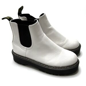 SHE & IN Boots Women Size 7.5-8 (38) Quad Platform‎ White Ankle BOOTS Airwair